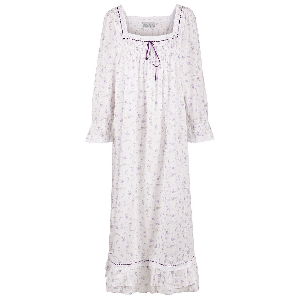 The 1 for U Martha XL Cotton Floral Prairie Cottagecore Nightgown Lilac Rose